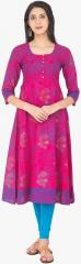 Zoeyams Fuchsia Printed Anarkali Kurta women