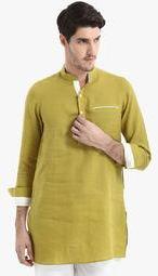 Yell Green Solid Kurta Men