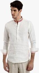 Yell Off White Solid Kurta men