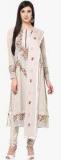 Yepme Beige Embroidered Semistitch Dress Material Women