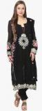 Yepme Black Embroidered Semistitch Dress Material Women