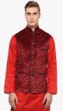 Yepme Maroon Printed Ethnic Jacket Men