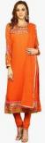 Yepme Orange Embroidered Semistitch Dress Material Women