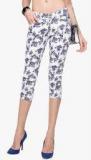 Yepme White Printed Capri Women