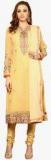 Yepme Yellow Embroidered Semistitch Dress Material Women