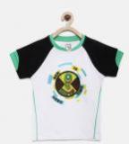 Yk Ben10 White Printed Round Neck T Shirt Boys