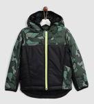 Yk Black & Green Camouflage Print Padded Jacket Boys