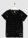 Yk Black Embellished Top Girls