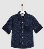 Yk Black Regular Fit Printed Casual Shirts Boys