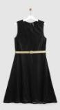 Yk Black Solid A Line Dress Women