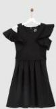 Yk Black Solid Fit And Flare Dress Girls