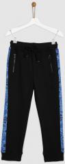 Yk Black Straight Fit Track Pants boys