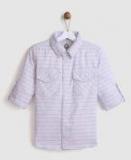 Yk Blue & Pink Regular Fit Striped Casual Shirt Boys