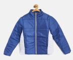 Yk Blue & White Colourblocked Padded Jacket Boys