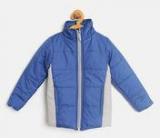 Yk Blue Colourblocked Padded Jacket Girls