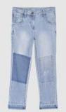 Yk Blue Regular Fit Mid Rise Low Distress Jeans Girls