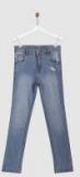 Yk Blue Regular Fit Mid Rise Low Distress Stretchable Jeans Boys