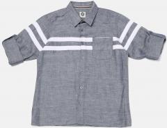 Yk Blue Regular Fit Striped Chambray Casual Shirt boys