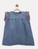 Yk Blue Solid A Line Dress girls