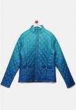 Yk Blue Solid Winter Jacket Girls