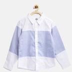 Yk Blue Striped Casual Shirt Boys