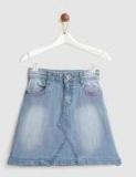 Yk Blue Washed Denim A Line Skirt Girls