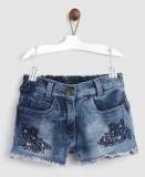 Yk Blue Washed Regular Fit Denim Shorts Girls