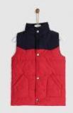 YK Boys Red & Navy Blue Colourblocked Puffer Jacket