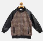 Yk Brown & Black Checked Bomber Jacket Boys