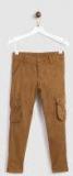 Yk Brown Regular Fit Solid Cargos Boys