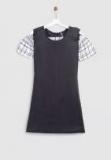 Yk Charcoal Grey Solid A Line Dress Girls