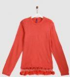 Yk Coral Orange Pom Pom Pullover Girls