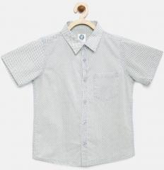 Yk Cream Coloured Regular Fit Printed Casual Shirt boys