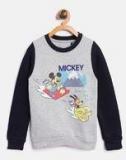 Yk Disney Grey Melange Printed Sweatshirt Boys