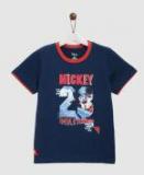 Yk Disney Navy Blue & Red Printed Round Neck T Shirt Boys