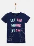 Yk Disney Navy Blue Printed Round Neck T Shirt Girls