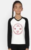 Yk Disney White & Black Printed Sweatshirt Girls