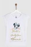 Yk Disney White Printed Round Neck T Shirt Girls