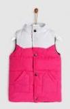 YK Girls Pink & White Colourblocked Puffer Jacket