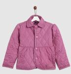 YK Girls Pink Solid Quilted Jacket