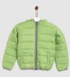 Yk Green Solid Puffer Jacket Girls