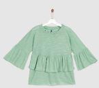 Yk Green Solid Tiered Top Girls