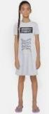 Yk Grey Melange Printed T Shirt Dress Girls