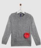 Yk Grey Melange Solid Pullover Girls