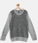 Yk Grey Solid Pullover Sweater Girls