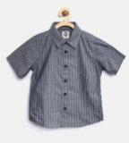 Yk Grey Striped Casual Shirt Boys