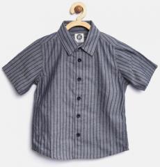 Yk Grey Striped Casual Shirt boys