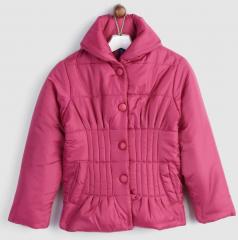 Yk Magenta Solid Jacket girls