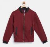 Yk Maroon Casual Jacket Girls