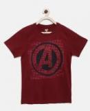 Yk Marvel Maroon Printed Round Neck T shirt boys